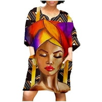 Ljetne haljine za zazor žena ispod $ zzwxwb Mini haljine za žene Moda Afrički vintage Print Srednji