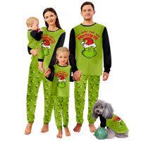 Usklađivanje Božićne pidžame Merry Božićni Claus Cartoon Zelena tiskana dječja djeca-Odrasli-kućne ljubimce