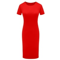 Haljina za žene, ženska V-izrez labav šav velike ljuljačke haljine casual bojom podudarajuća haljina crvena xl