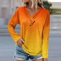 Bluze za žene Dressy Ležerne ženske casual vrhove gradijentne casual vrhovi Fall V izrez pulover bluze narančasta