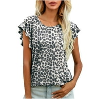 Dame Tops Plus size Trendy Graphic Tees Labavi casual kratkih rukava Crewneck Print Casual BluZA majica