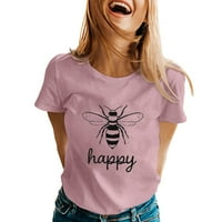 Ženske majice Proljeće Ljeto tiskovina kratkog rukava o vratu T majice za žene, ružičaste, m