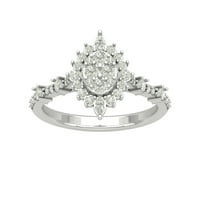 Araiya 14k bijelo zlato okruglo i markiza dijamantski halo kruški oblik klaster prsten, veličina 5