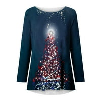 Majice za božićne tunike za žene koje treba nositi sa gamašima Trendy Holiday Sparkly Xmas Tree uzorak