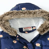 Sanviglor Devojke jakne kaput s kapuljačom Cvjetno ispisno odijelo debela jakna Zimske puffer kaputi