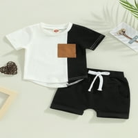 Bagilaanoe Toddler Baby Boy kratke hlače Podesite kontrastnu boju majica kratkih rukava + kratke hlače