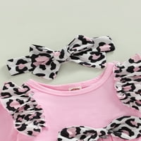 Hirigin Toddler Djevojke za djevojčice Set odjeće Leopard Print Ruffled dugih rukava i povremene hlače