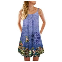 Haljina Ženska modna ljetna casual prsluk bez rukava retro cvjetni ispis labav rezervoar Velika plaža