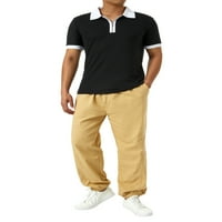 Thefound Muške kratke rukav Polo majice četvrt-zip Ležerne tanke Fit V izrez Osnovne pamučne košulje