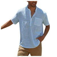 Muška majica Dizajnerska proljetna ljeto Muška povremena pamučna posteljina pune boje majica s dugim