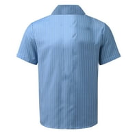 CORASHAN MENS Ljetni vrhovi ljetni rever casual majica kratkih rukava Muška prugasti košulja muške košulje