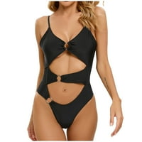 Finelylove ženske kupaće kupaće kostim temmu podstavljeni Halter BRA Style Bikini crna l