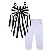 MEW Born Toddler Kids Girls Big Bowknot Strap Striped majica TOW rupa duge hlače gamaše odijelo odjeća