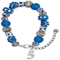 Delight nakit silvertni broj - - plava narukvica za ispis perle, 7 + 2