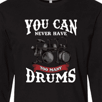 Inktastični bubnjar smiješan previše bubnjeva muzika šala majica s dugim rukavima