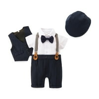 Dojenčad novorođenče za dječake Podešavanje džempera GENTLEMAN MOTORNE SLEEVE ROMER + Gilet + Hat ljetna odjeća