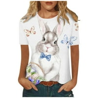 Ženski modni casual uskršnji zečji odštampani okrugli vrat kratkih rukava vrhunska bluza u neformalnim