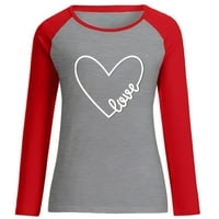 Honeeladyy prodaja Online za žene Ljubav Srčani grafički tine majica Ležerne prilike Crewneck Dugi rukavac