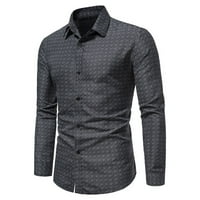 Muška košulja s dugim rukavima Slim Fit Business Solid Color Gumb dolje majice Bluza i majica Crna S