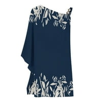 Ljetne haljine za ženski rukav mini temperamentni ispisani a-linijski plažni haljini plavi m