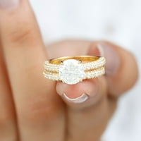 Womens CT Moissanite Solitaire Bridalni set za prsten sa certifikatom Moissine Wedding Ring Set, moissinite okrugli prsten za nju, 14k žuto zlato, SAD 12.50