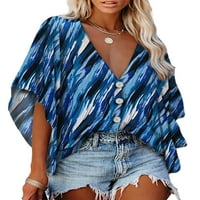 Avamo casual v izrez bluza za žene Bell rukava s majicama majice Tee dame Ljeto labavo plaža cvjetna