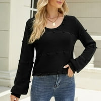 Ženska casual seksi modna dugih rukava okrugli vrat pletene labave pulover pulover toplog bluza hot8sl4868929