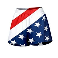 Bowake ženske kratke hlače sa labavim džepom američke zastave tiskane kratke hlače, kupite jednu ili