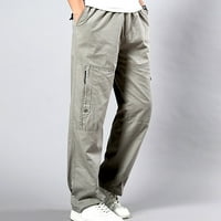 Virmaxy radne pantalone za muškarce tanke čvrste boje ravno hlače na otvorenom sportski planinari planinarski trenerci Modne povremene teretne hlače Siva-B 3XL