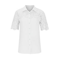 Ljetne bluze za žene kratki rukav Henley tops casual gumb gore gornje ručne rebraste slim fit majice