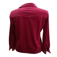 Calzi Solid Color Tunic Majica za ženske ležerne vrhove Retro Vintage majice Dugme Down Bluza sa džepovima