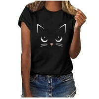 Ženska ljetna majica Slatka mačka Ispiši labavi fit bluza kratki rukav slatki grafički casual tees vrhovi
