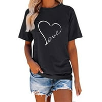 Ženski vrhovi srce tiskano za grafički kratki rukav sa kratkim kratkim kratkim majicom