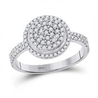 Ženska solidna 10kt bijela zlatna okrugla Diamond Cluster prsten CTTW veličine 7