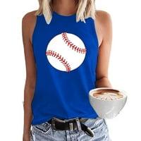 Ženski tenkovi za bejzbol tematska slova Baseball Graphic Print majica bez rukava bez rukava s kauzalnom ljetnom posadom Osnovne trendi bluze