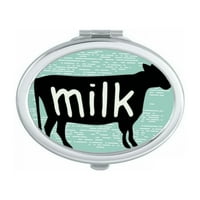 Crna životinja krava obrišite prirodno ovalno ogledalo prijenosne preklopljene ruke šminke dvostruke