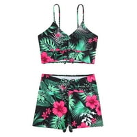 Žene Dvije kupaći kostim Ljetni tropski cvjetni ispis Prednji bowknot kupaći kupaći kostim s visokim