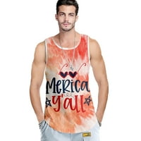 Majica bez rukava, 4 srpnja, suha fit T majice za muškarce, 3D print Street casual bez rukava majice