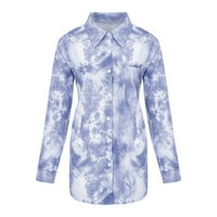 Modne ženske tipke Print dugih rukava Prozračna bluza za bluzu V-izrez Tops Hot6SL4870768