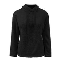 Trendi duksevi za žene Čvrsto kolor V izrez dugih rukava pulover vrhovi labavi duksevi za crtanje crne xxxxl