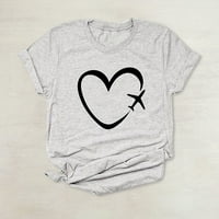 Žensko kreativno srce grafički okrugli vrat kratki rukav ležerni majica majica