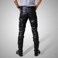 Leesechin teretni pantalone za muškarce New Khakis Jesen Zimski moto Biker Slim Fit kože dugačke hlače