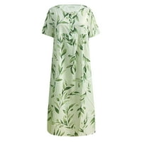 Ležerna haljina za plažu s kratkim rukavima Cvjetni tipka za tisak V V izrez Džepovi ljetna haljina