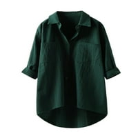 Beiwei Dame Tops Dugme Down Bluza Rever izrez Košulje Elegantna tunika Majica ured dugih rukava Loose