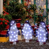 Osvijetljeni pingvin božićni ukrasi na otvorenom, blistavi pingvin s vanjskim dekorom na bateriji, umjetni
