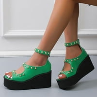 SHLDYBC Klin sandale za žene, ljetne dame ravne potpetice Ribe Sandale za usta, casual ženske cipele