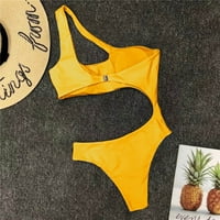 Tking Fashion Jedan kupaći kupaći kostim za žene Čvrsti izrez Seksi kupanje Žuta L