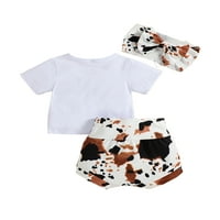 Capreze Toddler Pismo ispisano Outfit Mekani životinjski print ljetni odjeća Torp + kratke hlače + trake za glavu High Struk