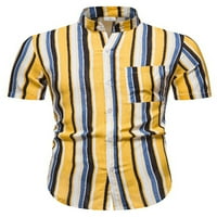 HAITE MENI Striped Print Tops Casual Slim T majica Ljeto dugme Down džepna majica