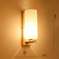 Fichiouy Modern Wood Staklena zidna zidna zidna svjetiljka SCONCE Elegantna rasvjeta Povucite prekidač 5W 5 ~ 10㎡